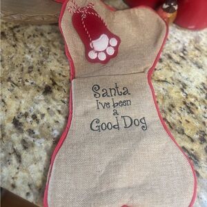 Red and Tan Dog Christmas Stocking